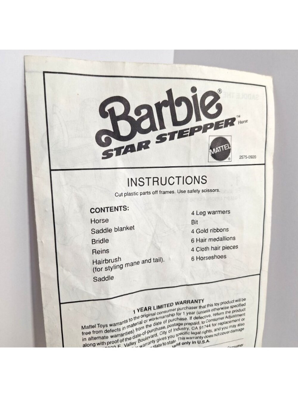 Barbie Star Stepper Horse Instructions Manual 1991 Mattel Vintage - Picture 3 of 10